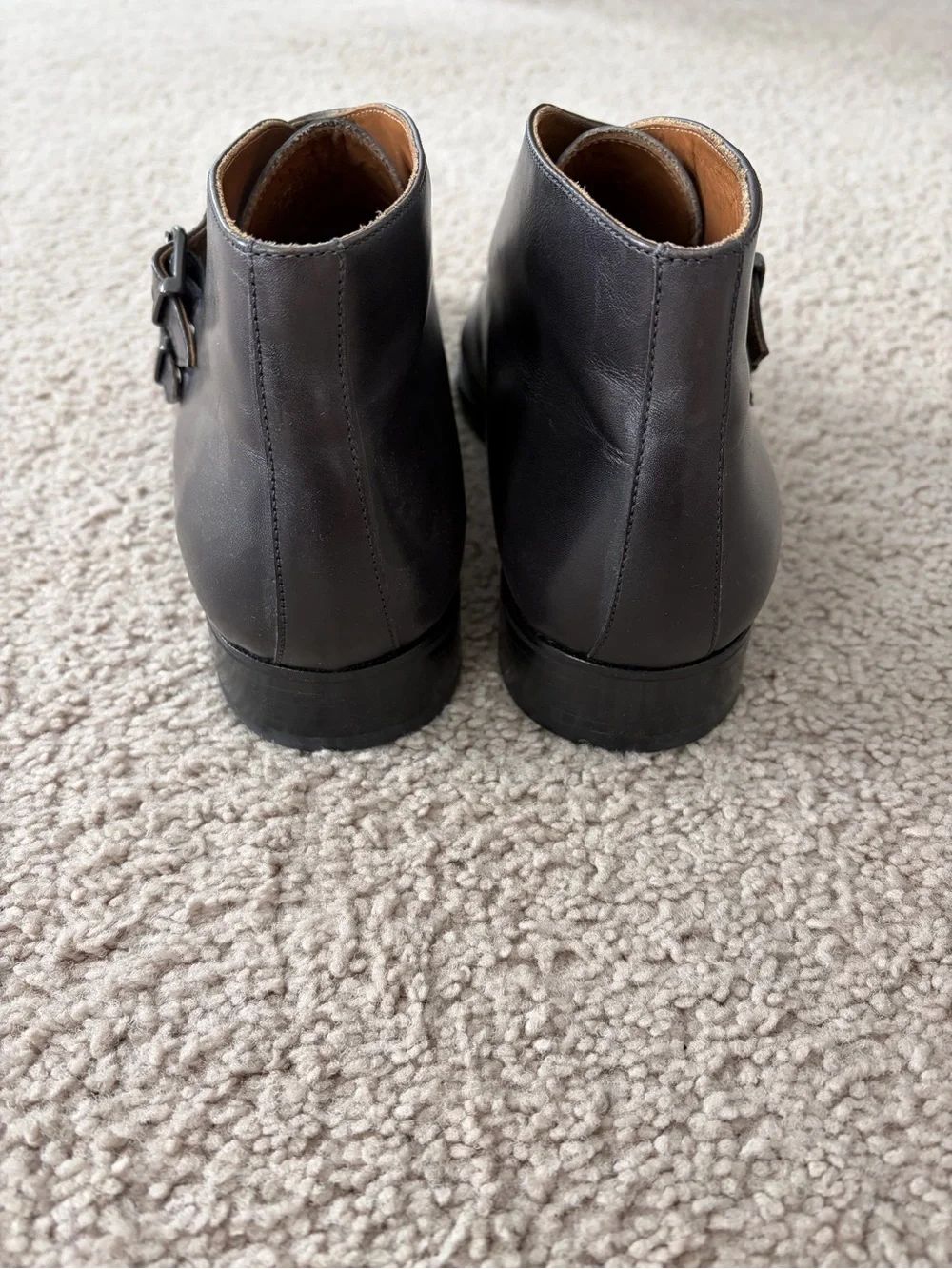 Bruno Magli Black Double Monk Strap Leather Boots Size 11 EUC